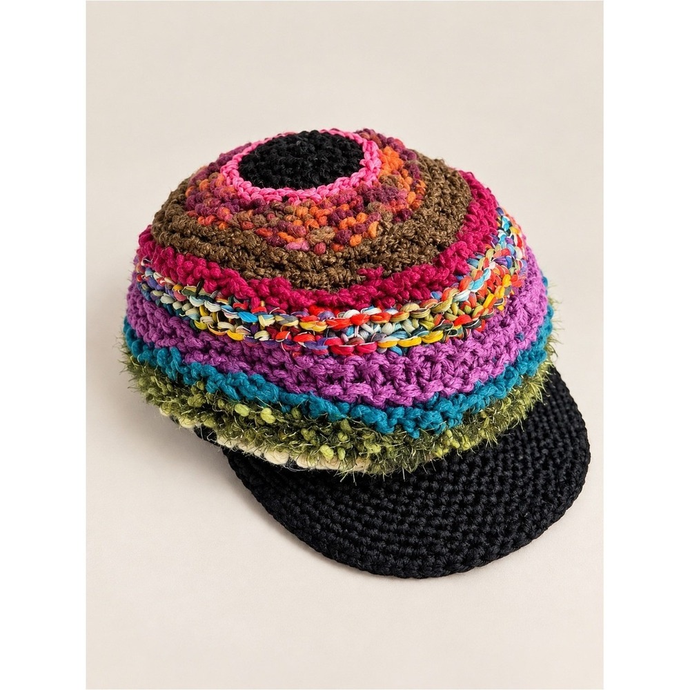 Steve Madden Womens Wool Crochet Knit Hat Bohemian Festival Fairy Grunge